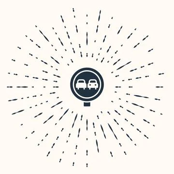 Grey No overtaking road traffic icon isolated on beige background. Traffic rules Stock Illustration