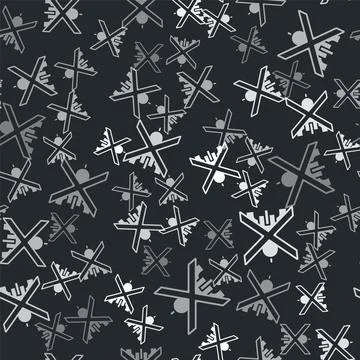 Grey No war icon isolated seamless pattern on black background. The peace symbol イラスト素材