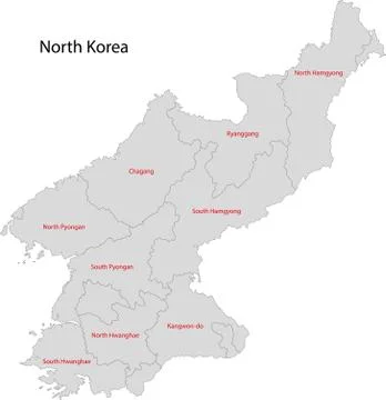 Grey North Korea map Stock Illustration