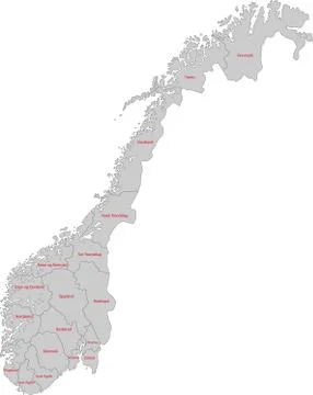 Grey Norway map Stock Illustration