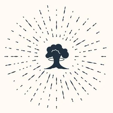 Grey Nuclear explosion icon isolated on beige background. Atomic bomb. Symbol of Stock-Illustration
