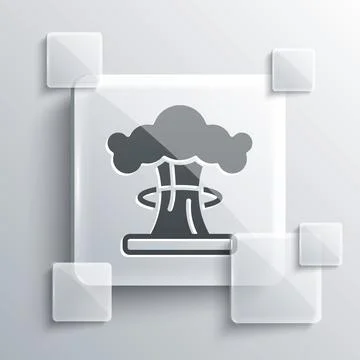 Grey Nuclear explosion icon isolated on grey background. Atomic bomb. Symbol of Stock Illustration