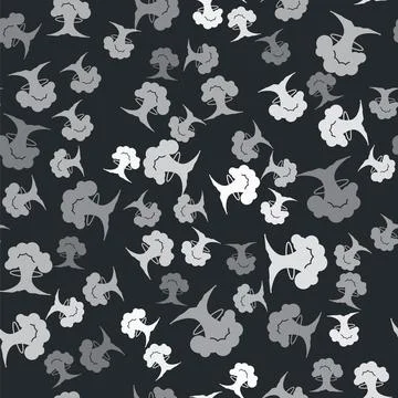 Grey Nuclear explosion icon isolated seamless pattern on black background Illustrazione stock
