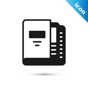 Grey Office folders with papers and documents icon isolated on white backgrou Stock Illustration