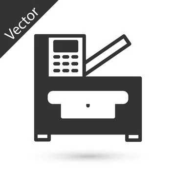 Grey Office multifunction printer copy machine icon isolated on white background Stock Illustration