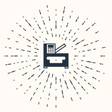 Grey Office multifunction printer copy machine icon isolated on beige backgro Stock Illustration