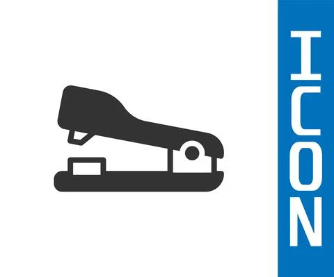 Grey Office stapler icon isolated on white background. Stapler, staple, paper Stock Illustration