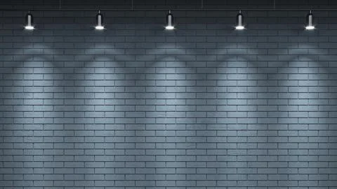 Grey old background brick wall with lamps Stock Illustration