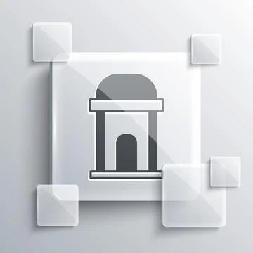 Grey Old crypt icon isolated on grey background. Cemetery symbol. Ossuary or Ilustración de archivo