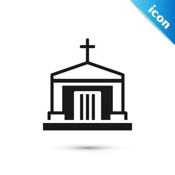 Grey Old crypt icon isolated on white background. Cemetery symbol. Ossuary or Ilustración de archivo