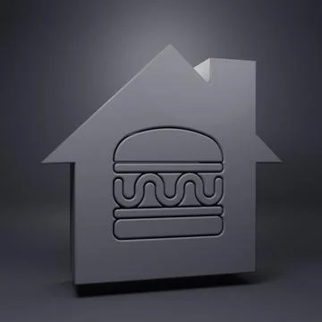 Grey Online ordering and fast food delivery icon isolated on grey backgroun.. Stock Illustration