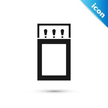 Grey Open matchbox and matches icon isolated on white background. Vector Stock Illustration