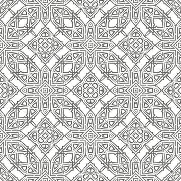 Grey Ornamental Seamless Line Pattern 스톡 일러스트
