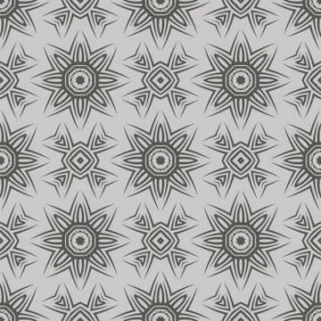 Grey Ornamental Seamless Line Pattern Stock Illustration