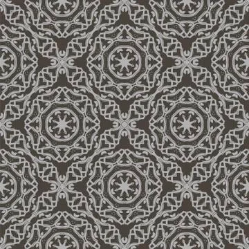 Grey Ornamental Seamless Line Pattern Stock Illustration