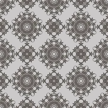 Grey Ornamental Seamless Line Pattern 스톡 일러스트