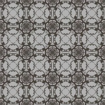 Grey Ornamental Seamless Line Pattern イラスト素材