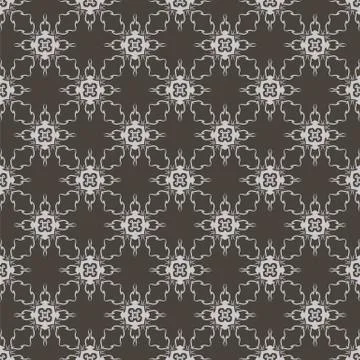 Grey Ornamental Seamless Line Pattern Stock Illustration