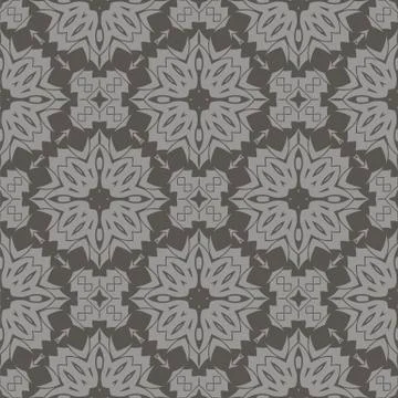 Grey Ornamental Seamless Line Pattern 스톡 일러스트