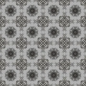 Grey Ornamental Seamless Line Pattern イラスト素材