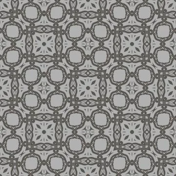 Grey Ornamental Seamless Line Pattern 스톡 일러스트