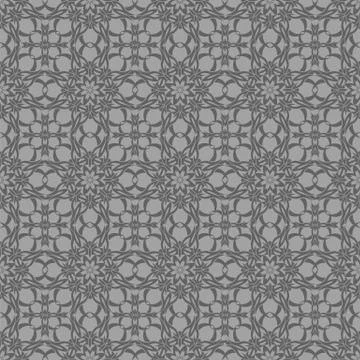 Grey Ornamental Seamless Line Pattern 스톡 일러스트