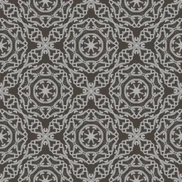 Grey Ornamental Seamless Line Pattern 스톡 일러스트