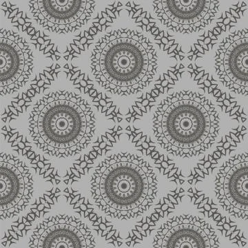 Grey Ornamental Seamless Line Pattern. 스톡 일러스트
