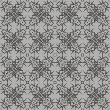Grey Ornamental Seamless Line Pattern 스톡 일러스트
