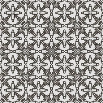 Grey Ornamental Seamless Line Pattern 스톡 일러스트