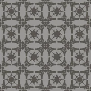Grey Ornamental Seamless Line Pattern 스톡 일러스트