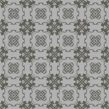 Grey Ornamental Seamless Line Pattern Stock Illustration