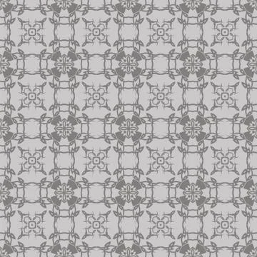 Grey Ornamental Seamless Line Pattern 스톡 일러스트