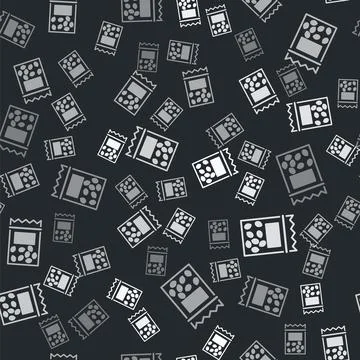 Grey Pack full of seeds of a specific plant icon isolated seamless pattern on Illustrazione stock