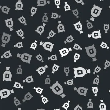 Grey Pack full of seeds of a specific plant icon isolated seamless pattern on Stock Illustration