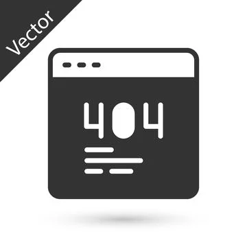 Grey Page with a 404 error icon isolated on white background. Template reports Stock Illustration