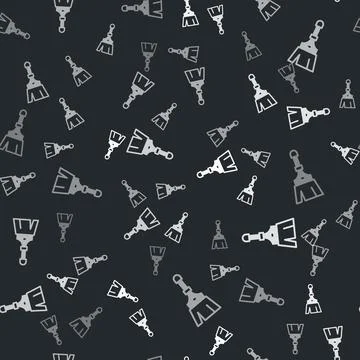 Grey Paint brush icon isolated seamless pattern on black background. Vector Stock Illustration