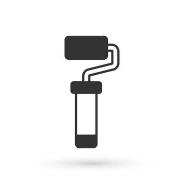 Grey Paint roller brush icon isolated on white background.  Vector Stock Illustration