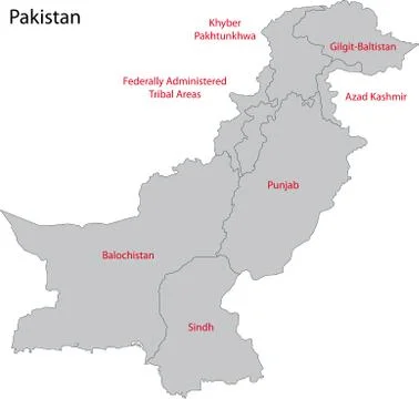 Grey Pakistan map Stock Illustration