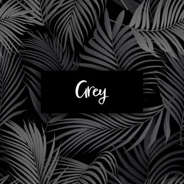 Grey palm leaf vector seamless pattern Stock Illustration