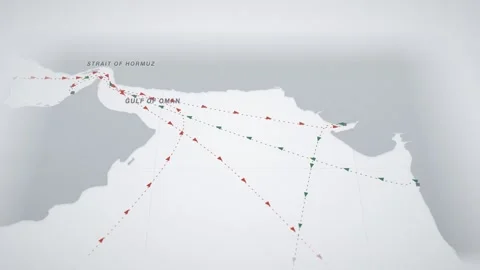 Grey Paper Perspective Map With Dashed Lanes Tracing The Containers Route From Stock Footage 343730777
