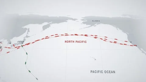 Grey Paper Perspective Map With Dashed Lanes Tracing The Containers Route From Stock Footage 343731041