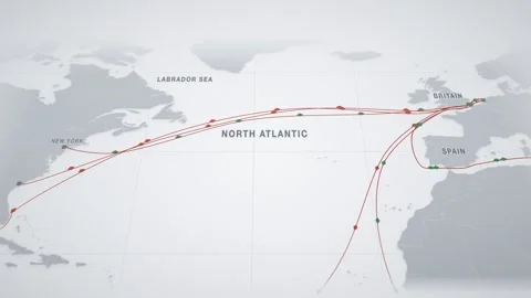 Grey Paper Perspective Map With Pulsing Lanes Tracing The Containers Route From Stock Footage 344098522