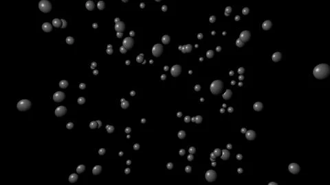 Grey particles or spheres on black background. 3D illustration Stock Illustration