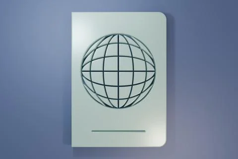 Grey Passport with biometric data icon isolated on purple-blue background. .. Stock Photos