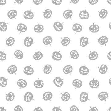 Grey pattern of haloween pumpkins. Black and white. Vector illustration. Stock Illustration