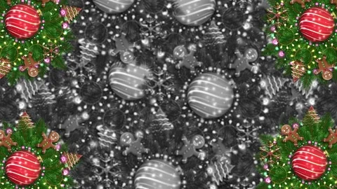 Grey patterned background with colorful Christmas corners Stock Footage 323622675