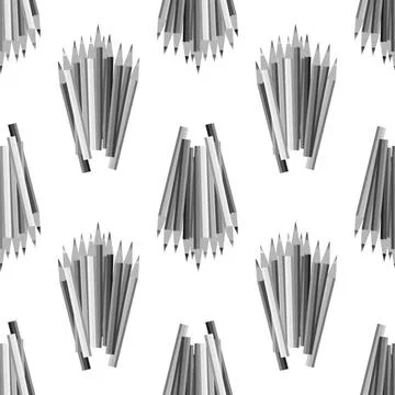 Grey Pencils Seamless Pattern Grey Pencils Isolated on White Background. G... 写真素材