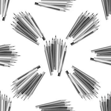 Grey Pencils Seamless Pattern Grey Pencils Isolated on White Background. G... 写真素材