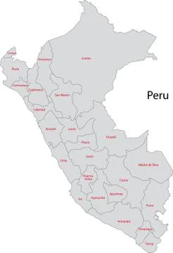 Grey peru map Stock Illustration
